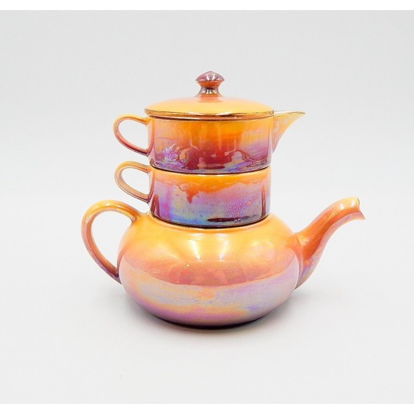 Royal Winton Grimwades Two Tone Luster 4 Piece Individual Stacking Tea Set - Picture 1 of 15